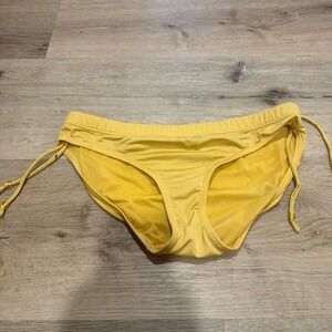 American Eagle Outfitters Yellow Side Tie Bikini Bottom Large Solid Gold Bead